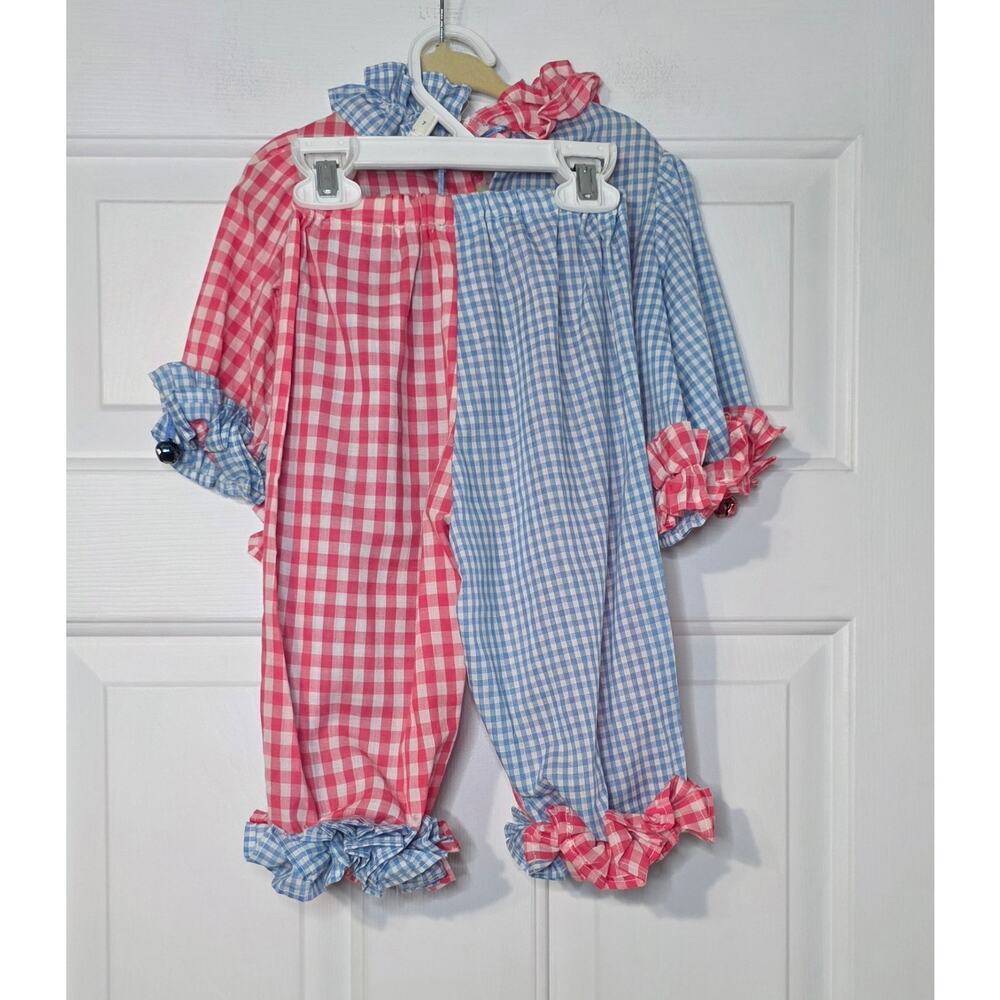 Vintage 90's Baby Hand Made Clown Costume Halloween Unisex Size‎ 12 Months
